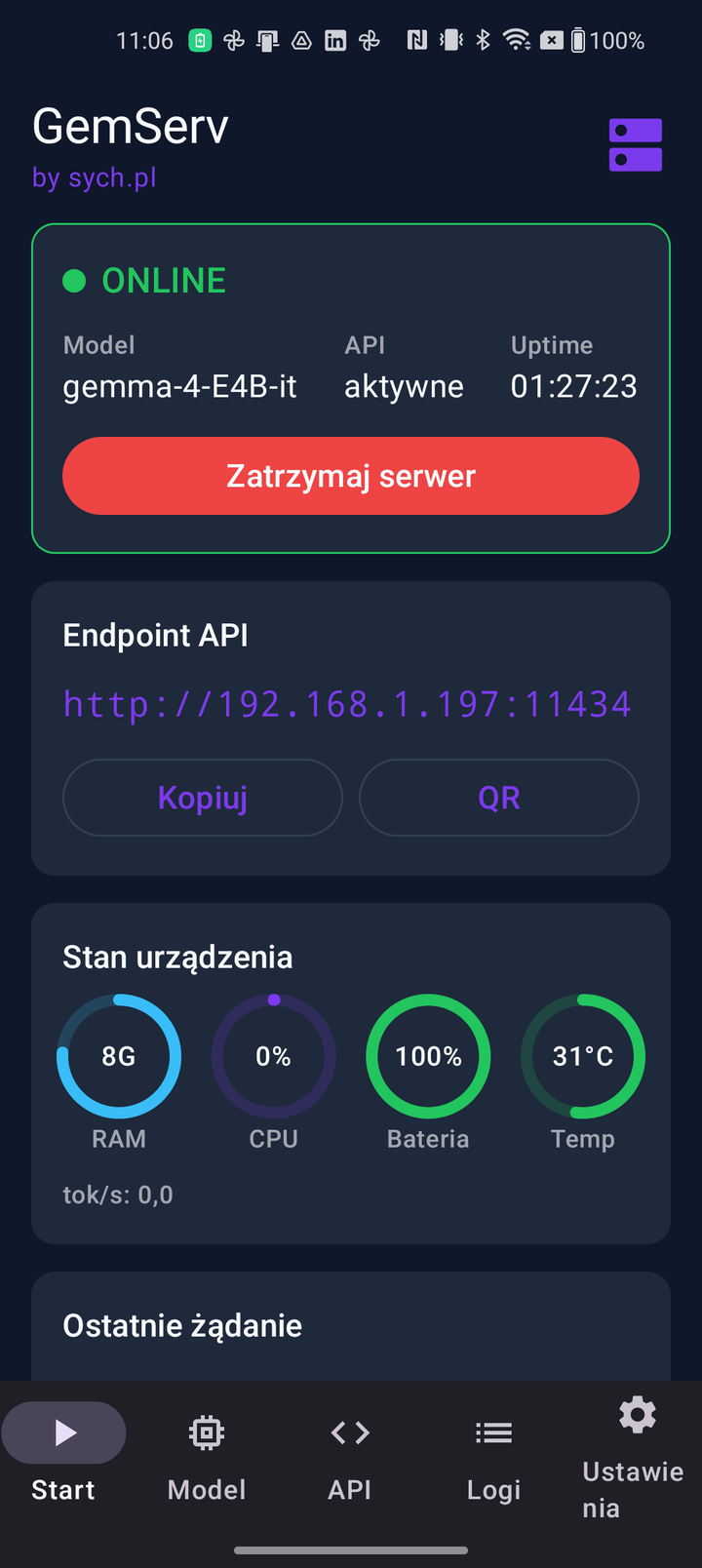 GemServ — pulpit serwera ONLINE